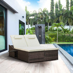 2-person Rattan Daybed Lounger Garden Recline Chair