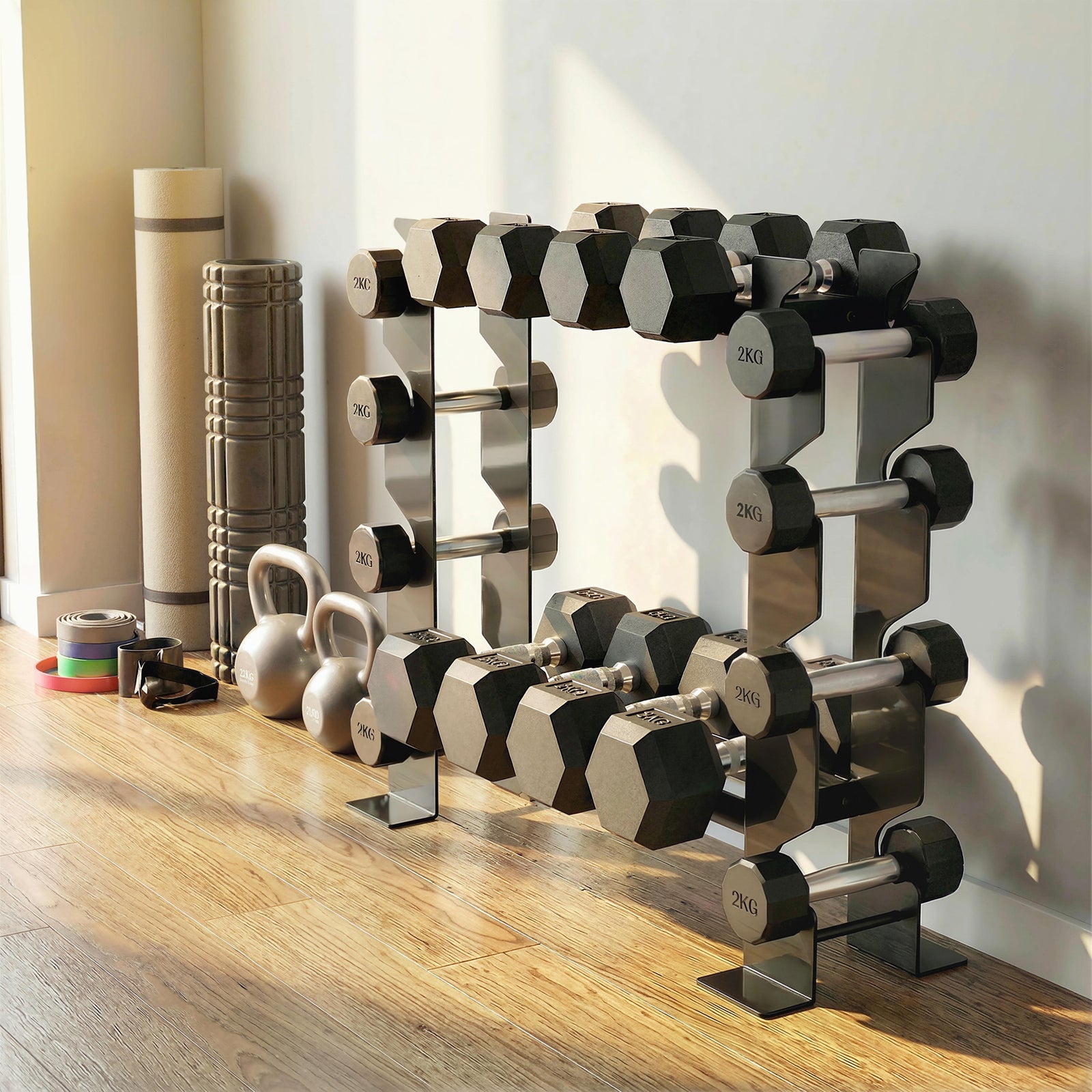 SPORTNOW 4-tier Dumbbell Rack, Heavy-duty Weight Rack For Dumbbells, Black