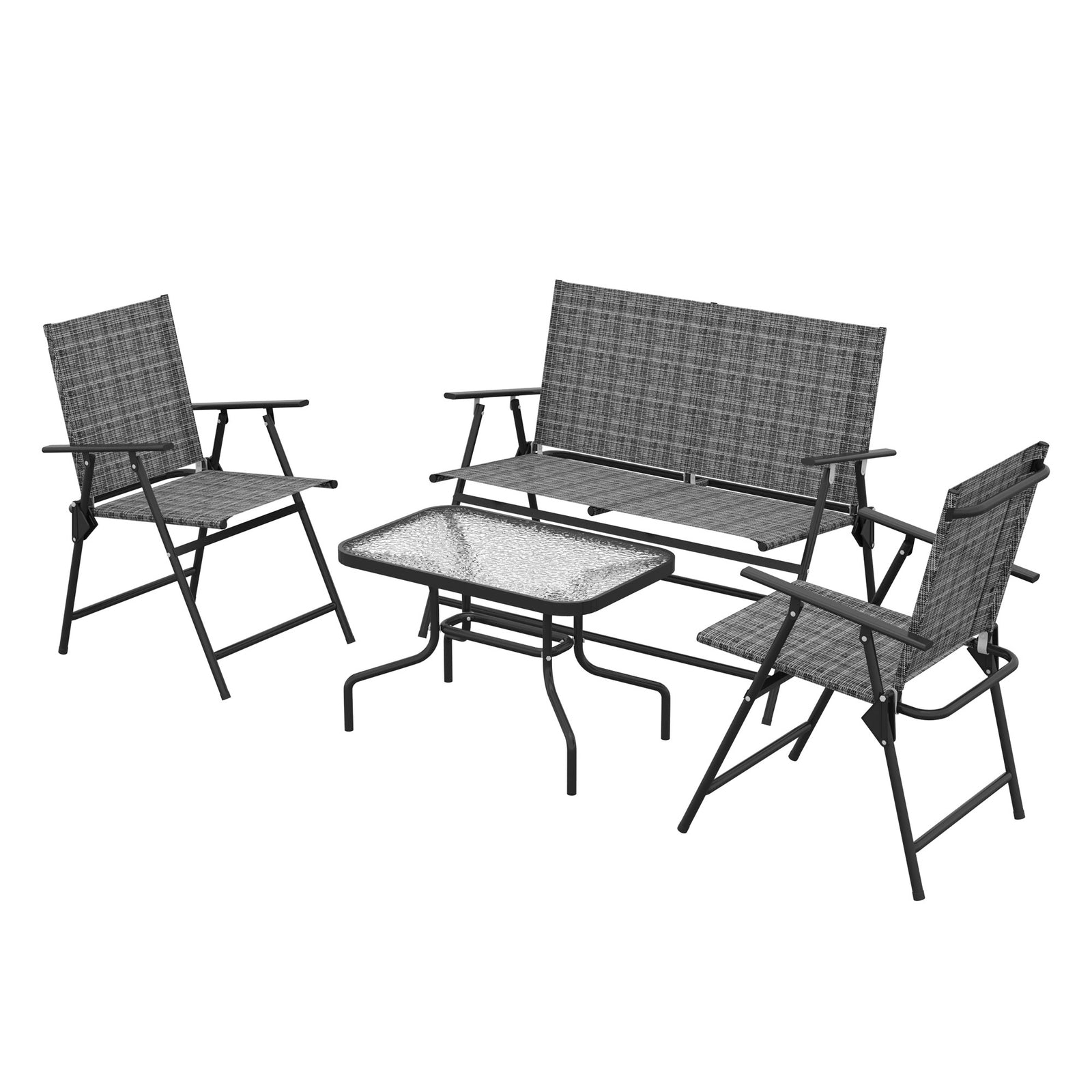 Outdoor 4 Pieces Patio Set, Mesh Fabric | Light Grey
