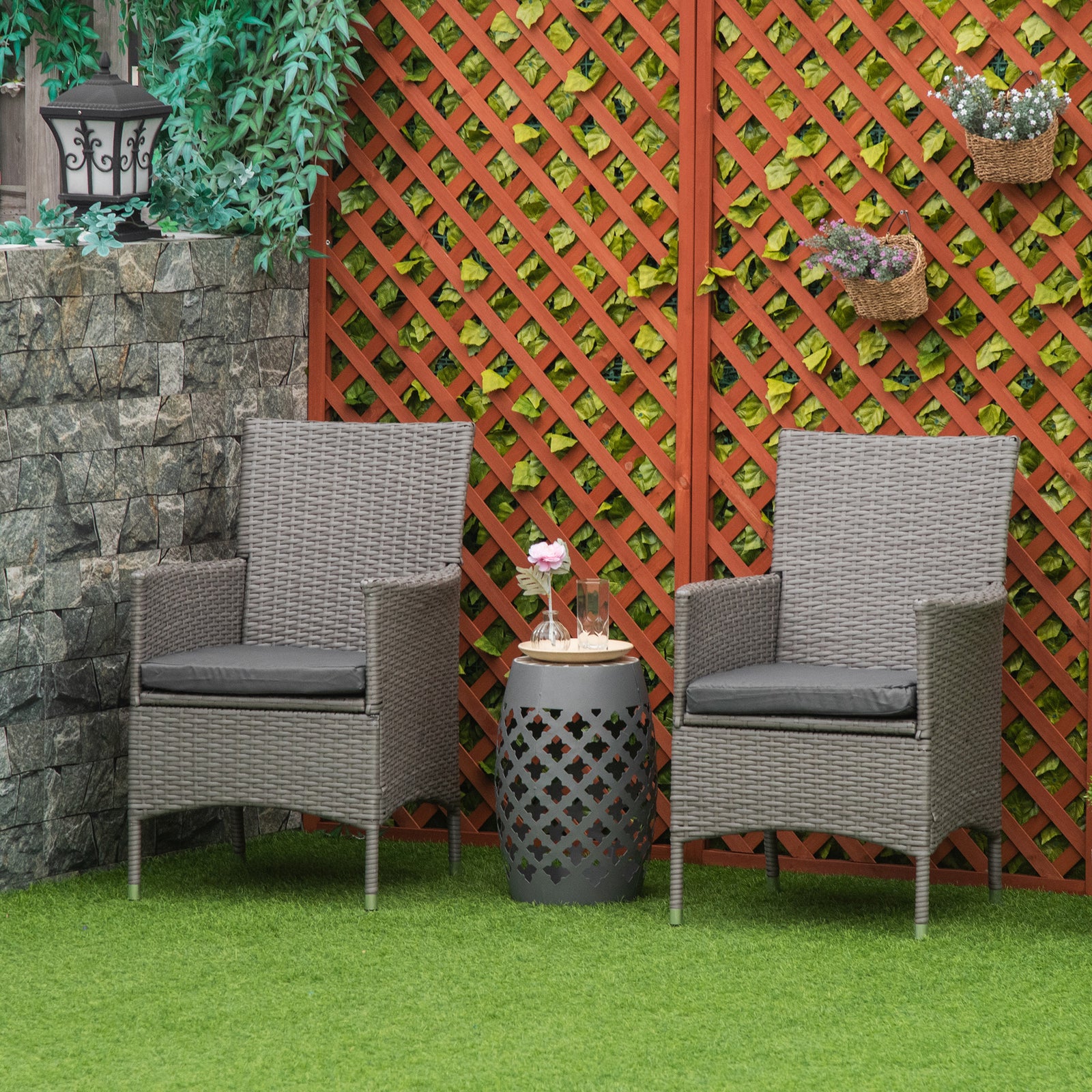 Outdoor Rattan Armchair Wicker Dining Chair Set For Garden | Set-of-2