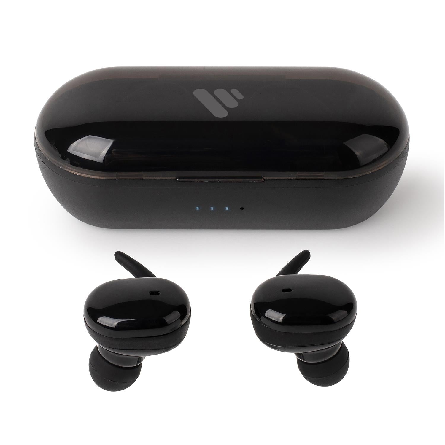 Tws Sports Earbuds With 3h Playback, Charging Case - Black