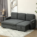 Pull Out Sofa Bed L Shape Corner Sofa W/ Reversible Chaise | Charcoal Gray