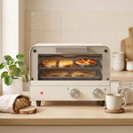 Mini Countertop Oven With Glass Door And Timer | Cream White