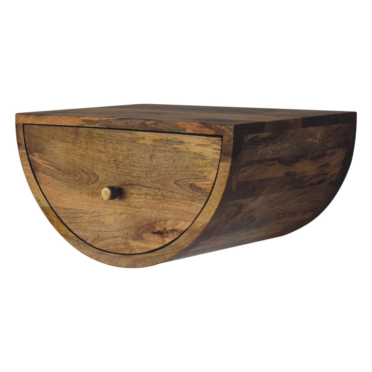 Solid Wood Crescent Floating Bedside
