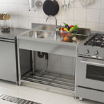 100cm W X 50cm D X 90cm H Stainless Steel One Compartment Commercial Sink With Right Drainboard