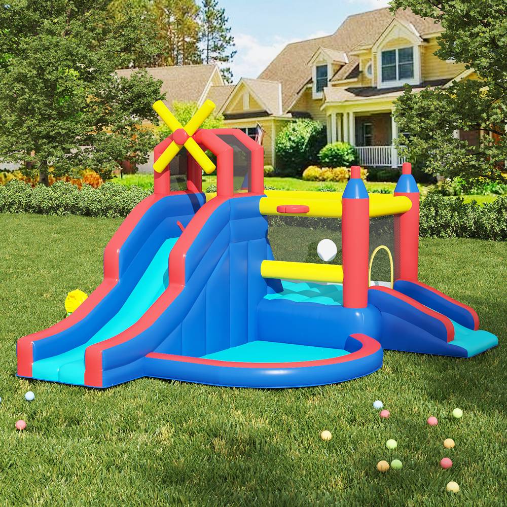 Breeins Large Inflatable Castle Bouncy House With Double Slides, Kids Bounce House Play Centre,heavy-duty Oxford Fabric, 480w Air Blower Included