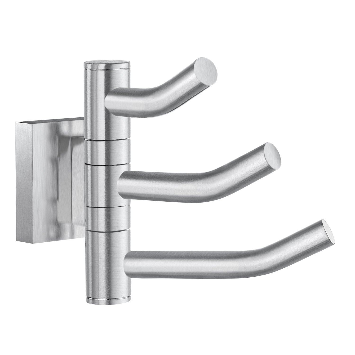 Chrome Swivel Swing Arm Triple Towel Hook Wall Mounted | Brushed Chrome
