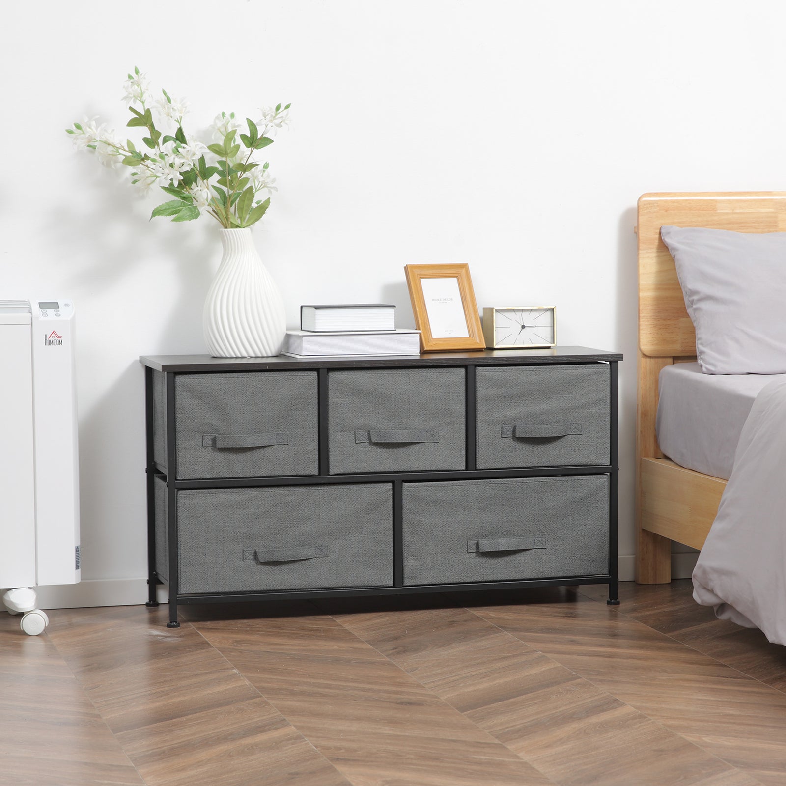 Chest Of Drawers, 5 Drawer Fabric Dresser For Bedroom