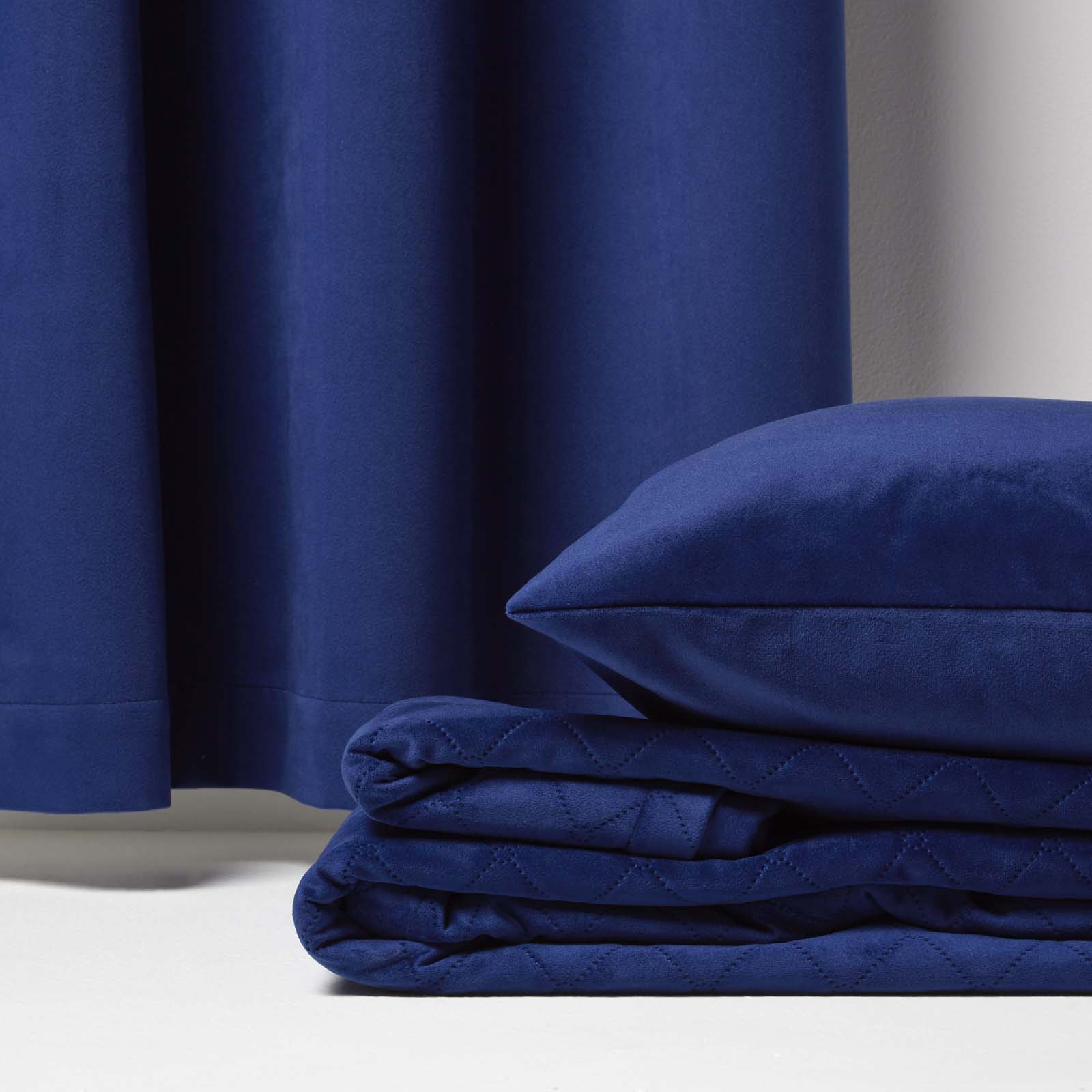 Diamond Quilted Velvet Bed Throw | 150cm x 200cm | Navy Blue