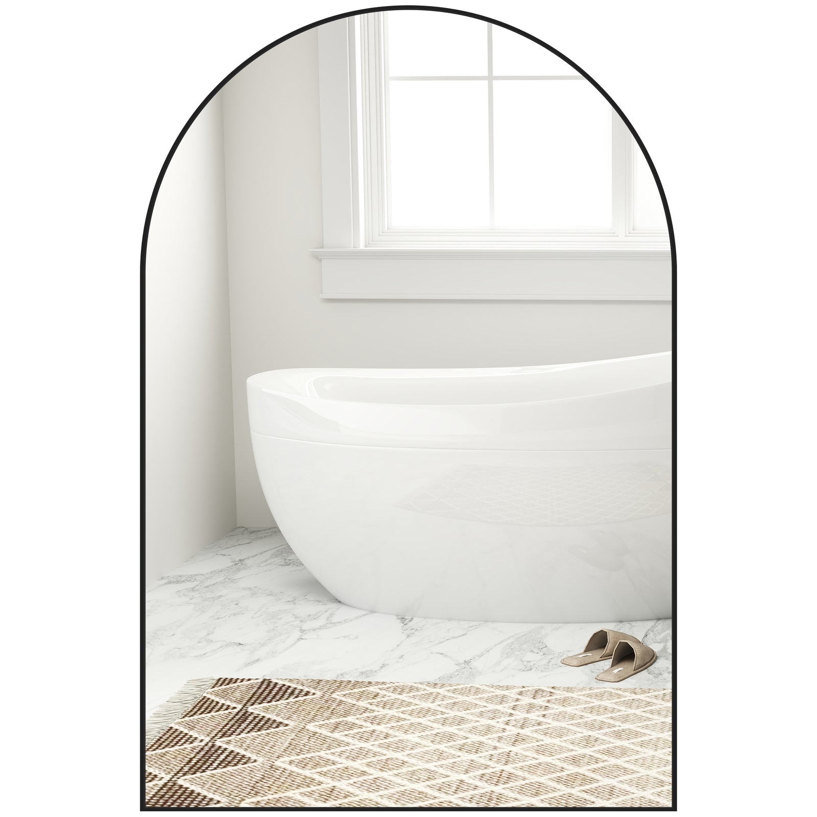 Arch Bathroom Mirror, Modern Wall Mirror With Steel Frame | Large | Black