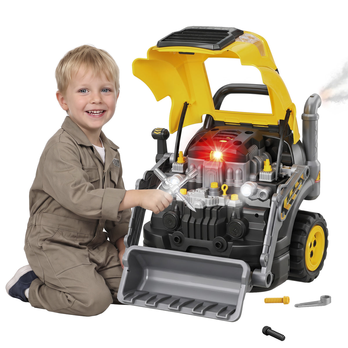 AIYAPLAY Kids Truck Engine Toy With Spray, Lights, Sounds For 3-6 Years