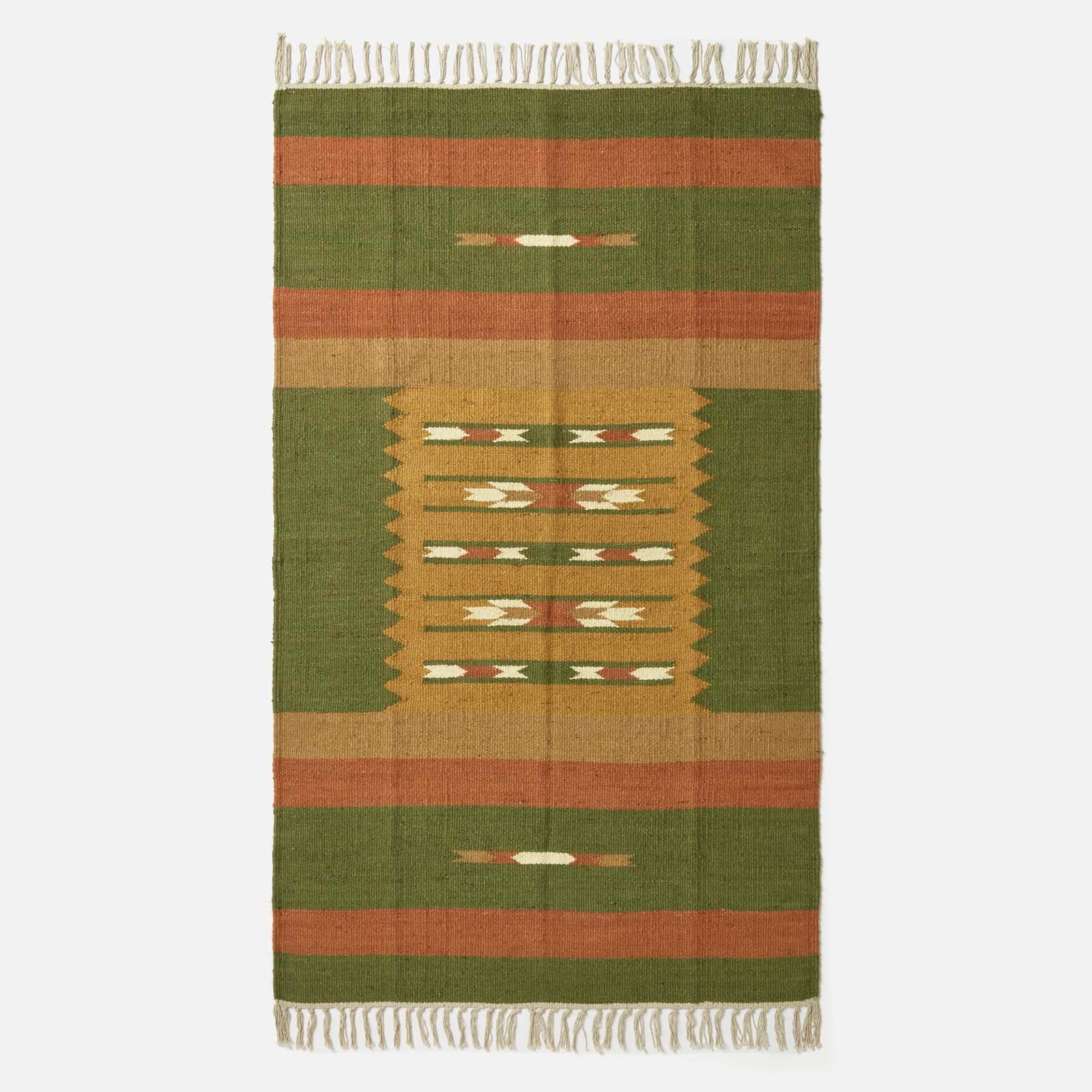 Lundi Kilim  Cotton & Jute Rug | Extra Large | Green