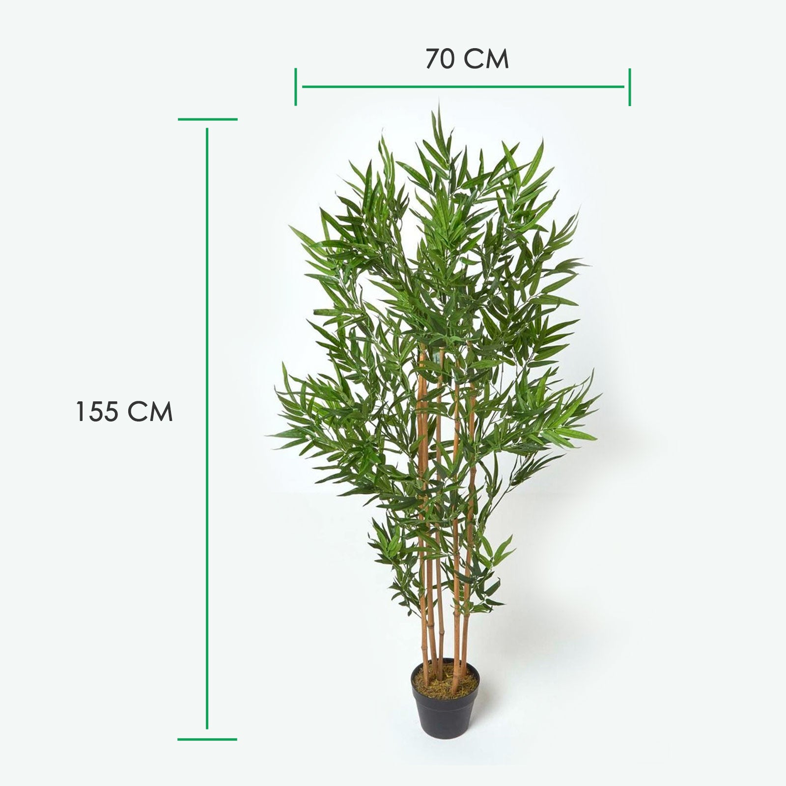 Artificial Green Handcrafted Bamboo Tree Plant With Pot, 155 Cm (5 Ft)