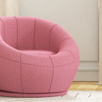 Modern Round Boucle Armchair Accent Chair Living Room | One Size | Pink