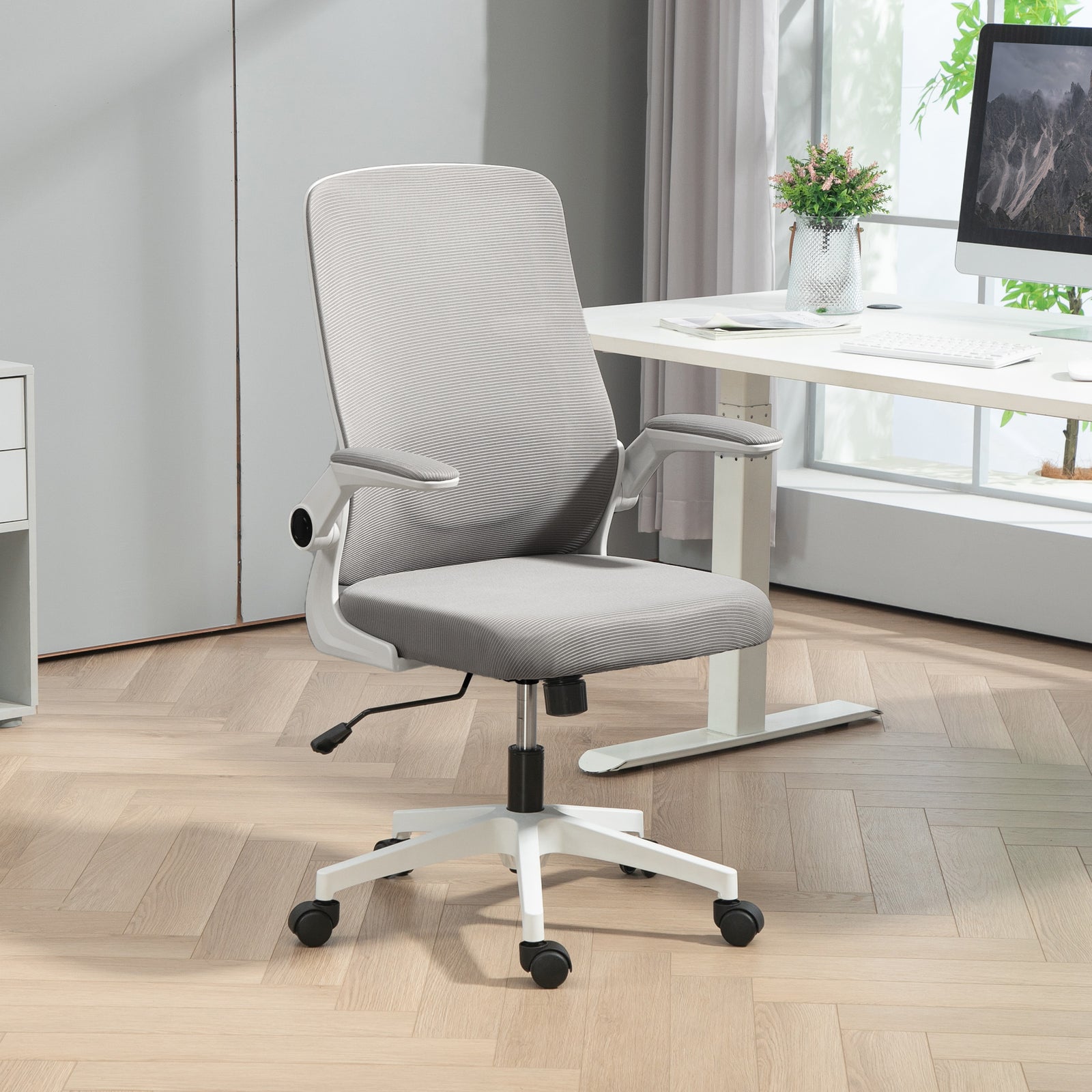 Mesh Desk Chair With Tilt Function, Lumbar Support | Gray
