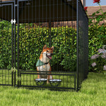 Dog House Kennel W/ Canopy Top, Lock, Bowl Holder