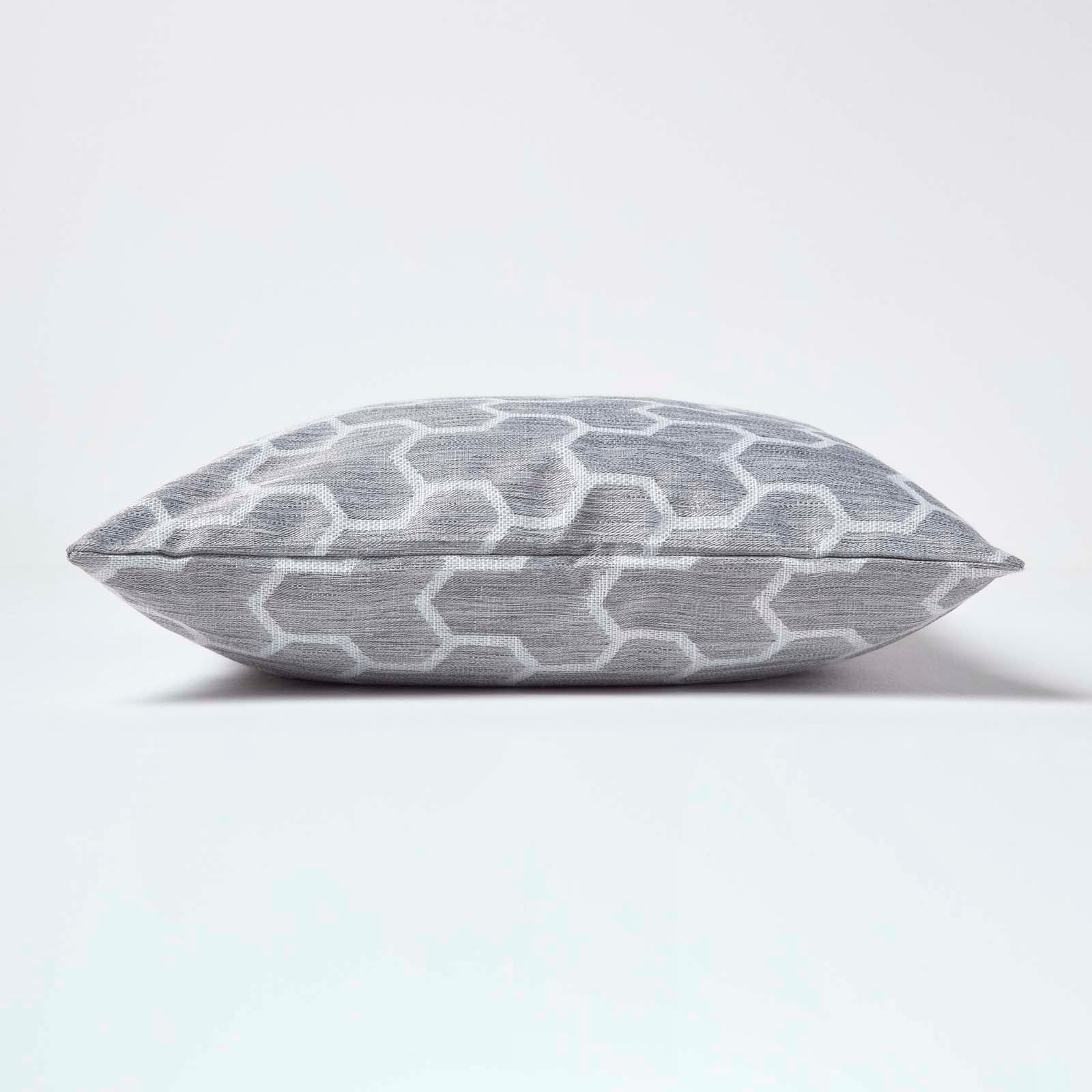 Geometric Jacquard Cushion Cover | 60cm x 60cm | Light Grey