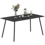 Garden Table For 4/6 Person W/ Slat Top, Steel | Large | Black