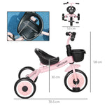 Trike W/ Adjustable Seat Basket, Kids Tricycle For 2-5 Years Old | Pink