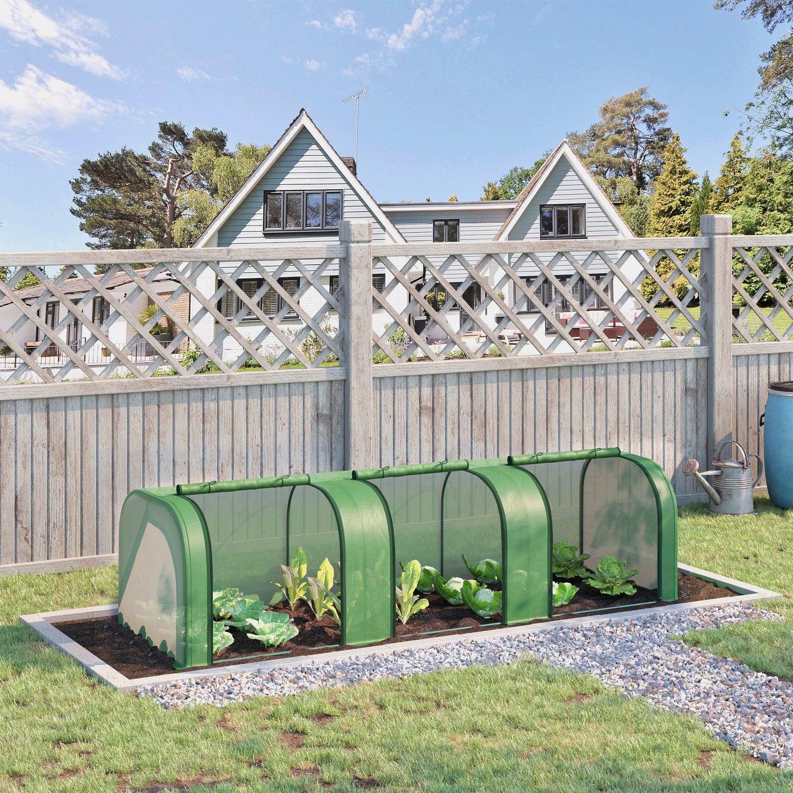 Green Tunnel Greenhouse With Zipped Doors | Green