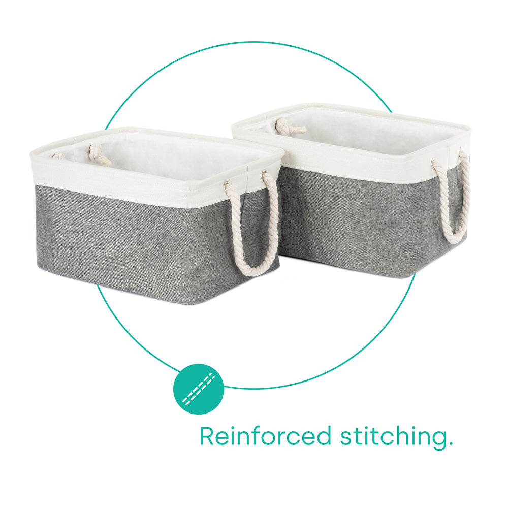 Livivo Large Fabric Storage Baskets With Rope Handles