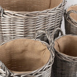 Wicker Antique Wash Finish Lined Log Basket | Set-of-4 | Brown