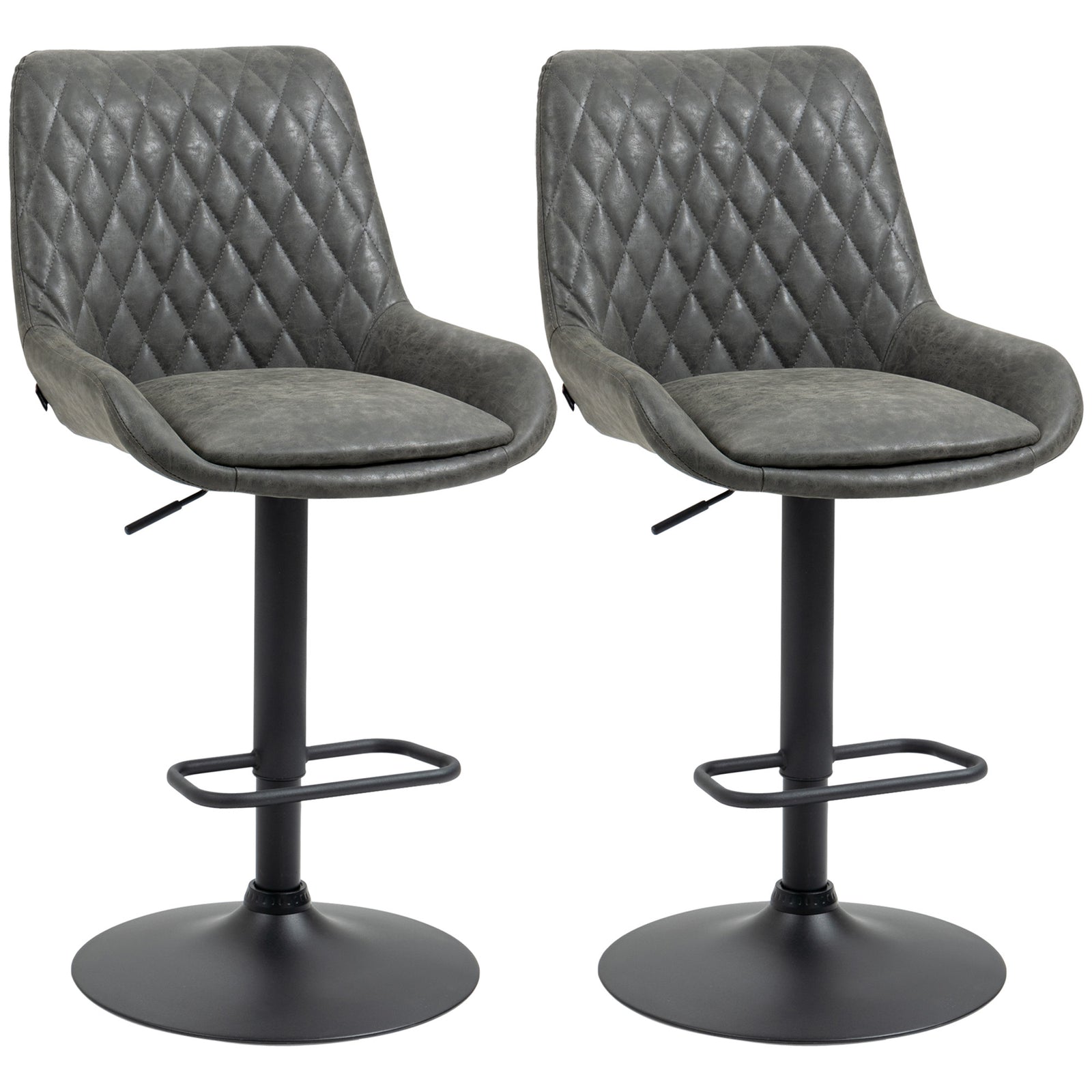 Adjustable Bar Chairs 360° Swivel Kitchen | Dark Gray