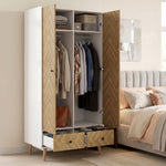 HOMCOM Cabinet Wood-effect Sticker Surface With 2 Storage Shelves, White