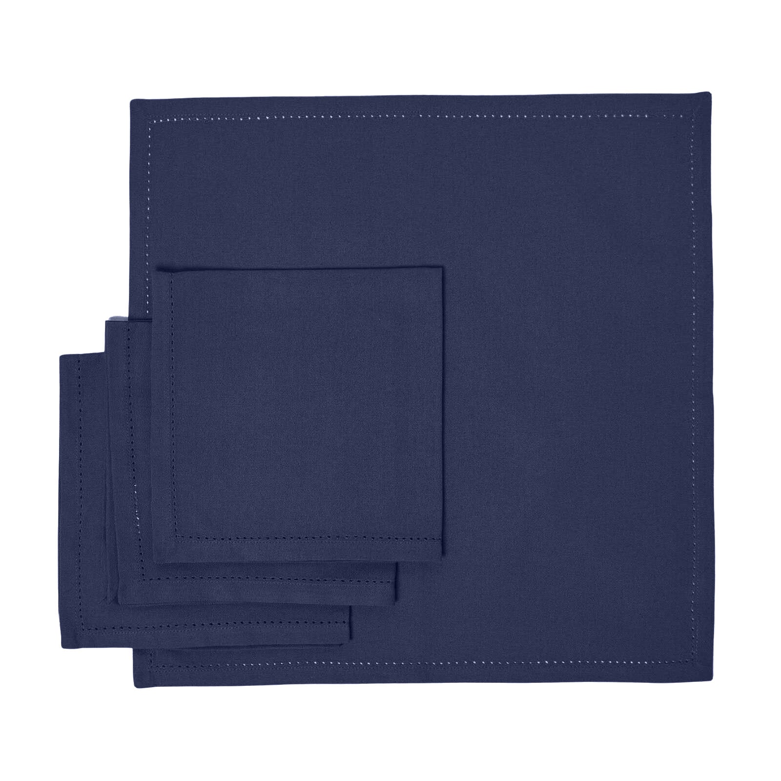 Plain Cotton Fabric 4 Napkins Set | 45cm x 45cm | Navy Blue