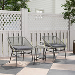 Rattan Bistro Set, Small Balcony Furniture With Cushion | Light Grey