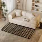Corduroy Sofa Bed With Sliding Frame | High-resilience Foam Convertible Sleeper Sofa | Small | Beige