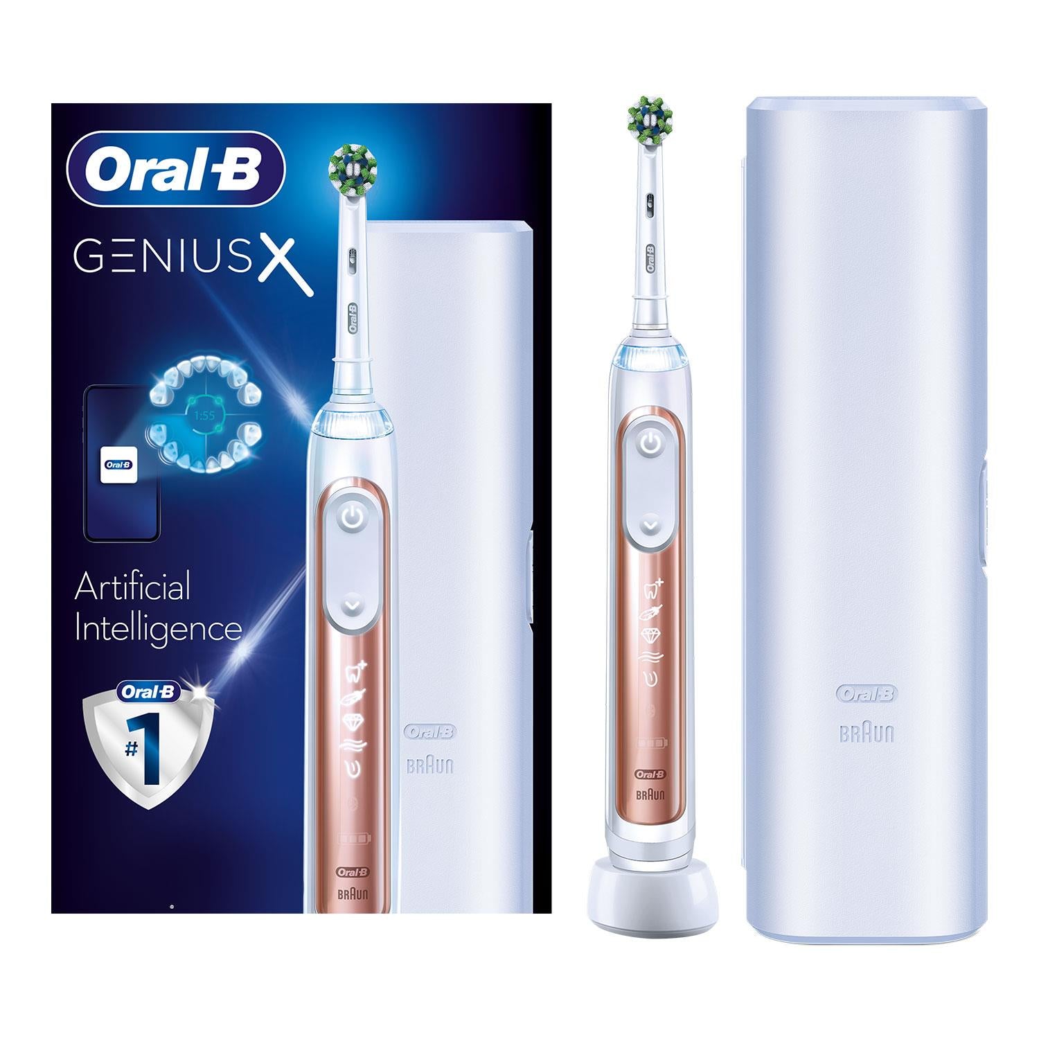 Genius X Smart Rechargeable Toothbrush With Travel Case, Rose Gold