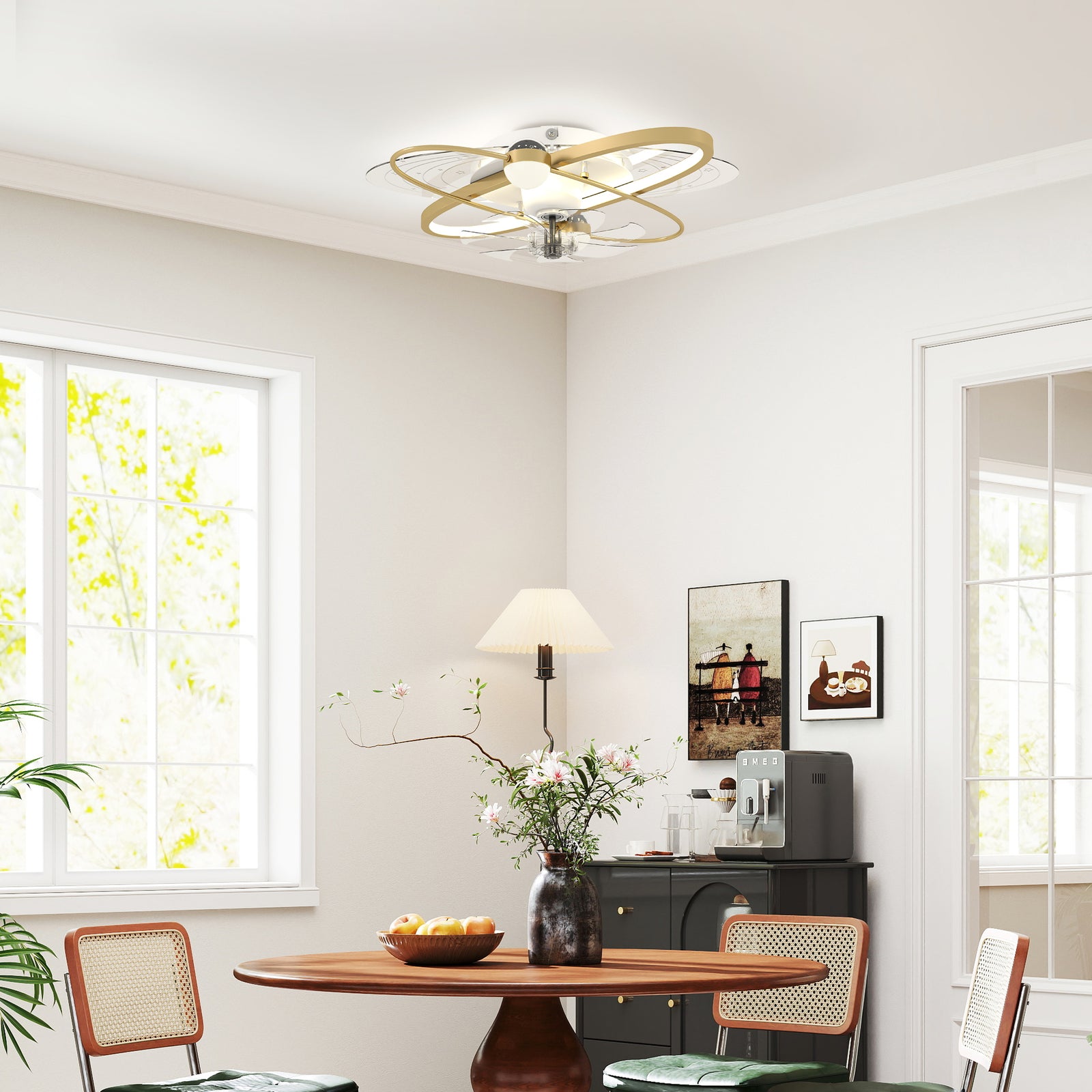 Ceiling Fan With Light And Remote & App Control Led Ceiling Fan Light | Gold