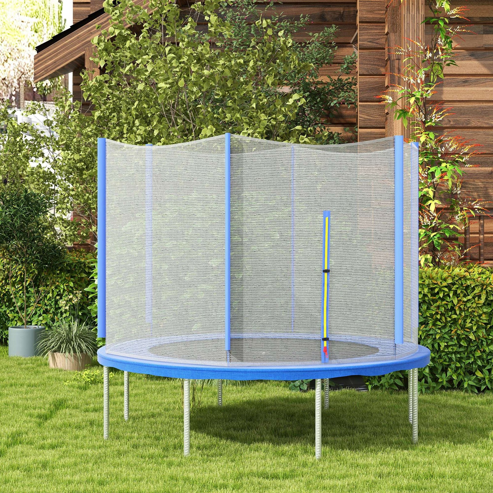 8ft Trampoline Net Replacement Safety Net W/ Zipped Door | Blue