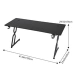 120cm/140cm W Gaming Desk With Mouse Pad, Cup Holder & Headphone Hook Sturdy Computer Table | Small | Black