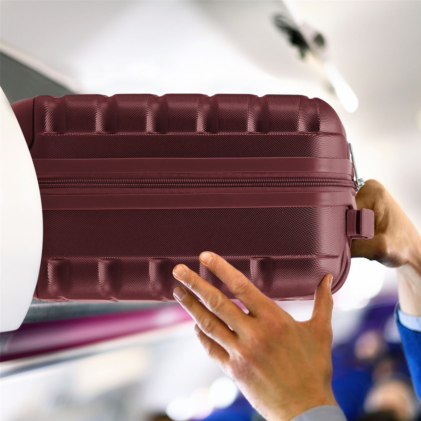 40x20x25cm Cabin Carry-on Suitcase - Lightweight, Durable, 4-wheel Luggage - 100+ Airlines Approved | Cabin | Burgundy