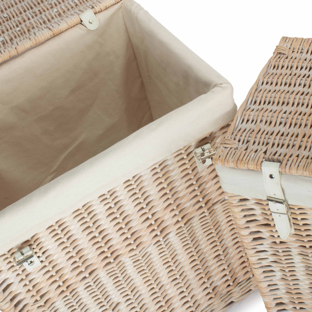 White Cotton Lined Boutique White Wash Laundry Baskets | Small | White