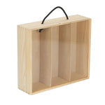 3 Bottle Bottle Pinewood Carry Case With Acrylic Lid | One Size | Brown