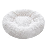 Dia 70cm Calming Round Donut Plush Dog Cuddler Bed Comfort Bed For Dogs | White