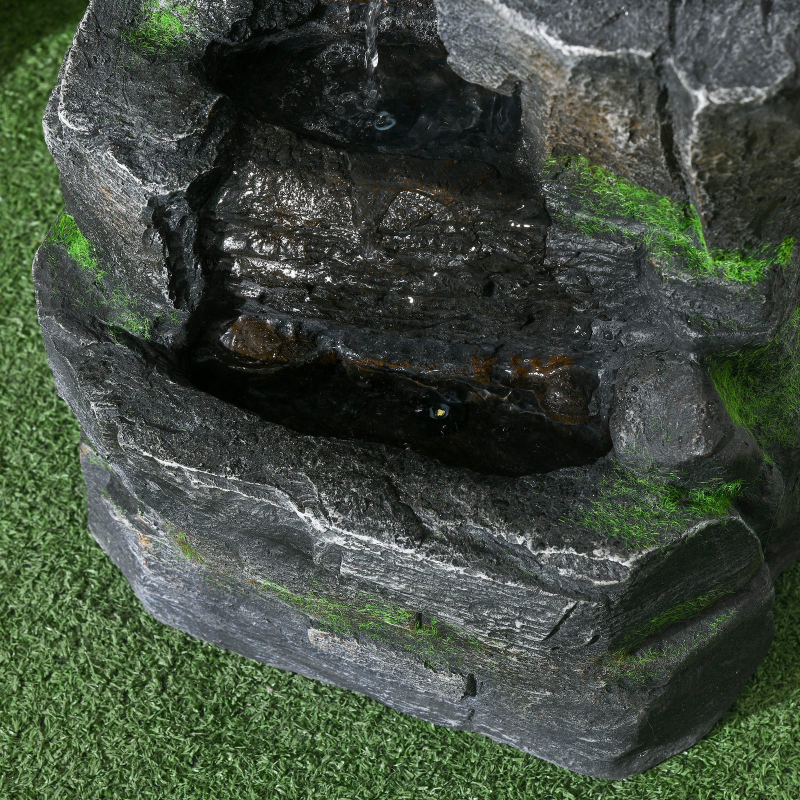 Solar Led Waterfall Fountain, Dark Grey