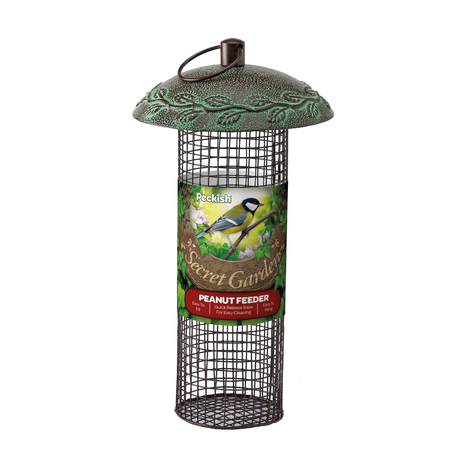 Secret Garden Peanut Feeder – Antique Leaf Design, Green | Antique Copper