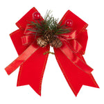 Premium 6-pack Christmas Bows Adorned With Pine Cones And Green Needles