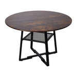 120cm Dia X 76cm H Round Dining Table With Storage Shelf | Dark Brown
