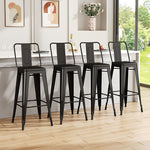 Set Of 4 Metal Frame Industrial Style High Chair Bar Stool