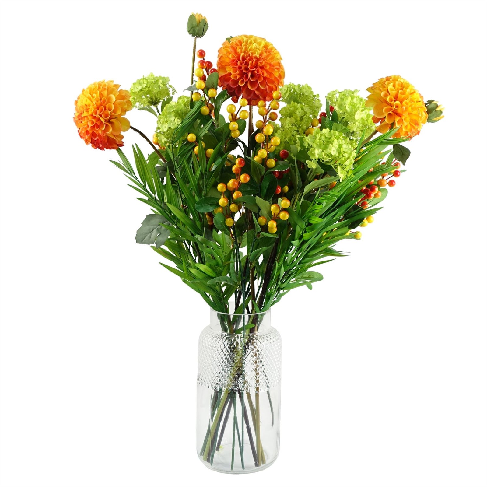 Pack Of 6 X 70cm Artificial Orange Berry Spray