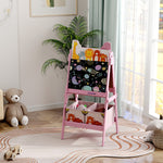AIYAPLAY Aiyaplay 2 In 1 Kids Easel With Whiteboard, Chalkboard, Storage Boxes, Pink