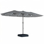 Double Sided Garden Parasol W/ 60 Solar Led Lights 4.5m | Grey
