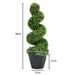 2 Pack Artificial Topiary Spiral Boxwood Tree Fake Plant