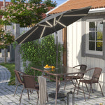 3m Solar Led Patio Umbrella, Outdoor Parasol With 16 Led Tubes, Crank Lift & Push Button Tilt With Cement Base | One Size | Dark Grey