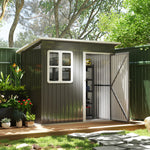 7 X 4ft Galvanised Steel Garden Shed With Foundation Kit | Dark Gray